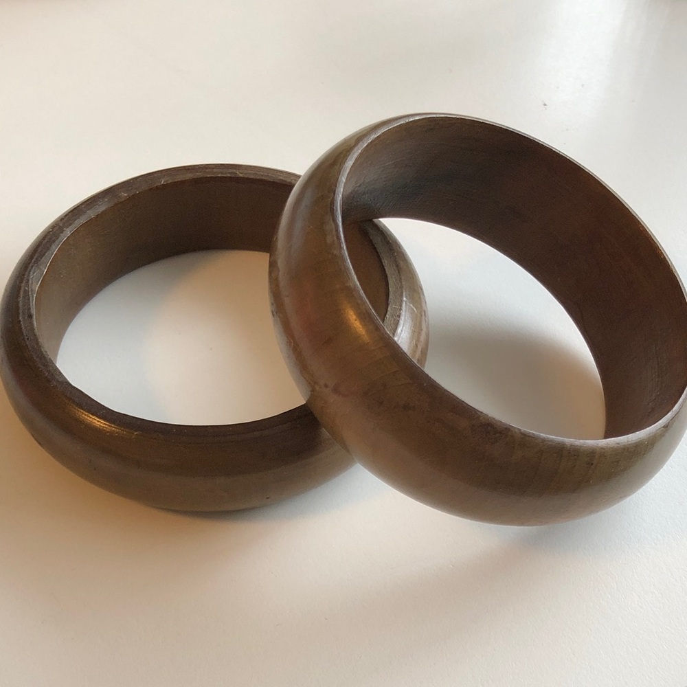 Pair of Brown Wooden Bangles
